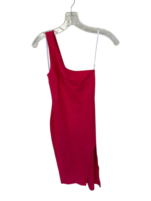 Lulus Size S Pink Rayon Blend One Shoulder Slit Back Zip Maxi Dress Pink / S