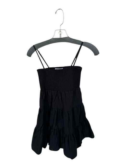 Steve Madden Size XS Black Smocked Spaghetti Strap Tiered Skirt Mini Dress Black / XS
