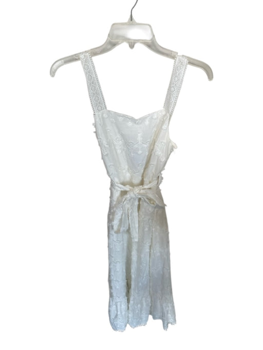 Zara Size XS White Polyester & Cotton Fringe Detail Embroidered Sleeveless Dress White / XS