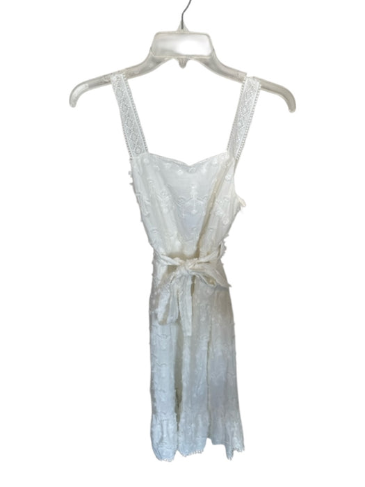 Zara Size XS White Polyester & Cotton Fringe Detail Embroidered Sleeveless Dress White / XS