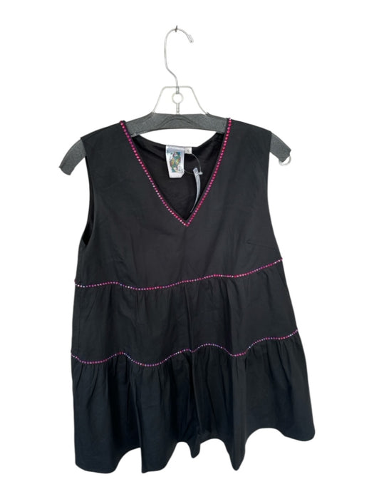 Queen of Sparkles Size S Black & White Cotton Sequins Bulldog Sleeveless Dress Black & White / S