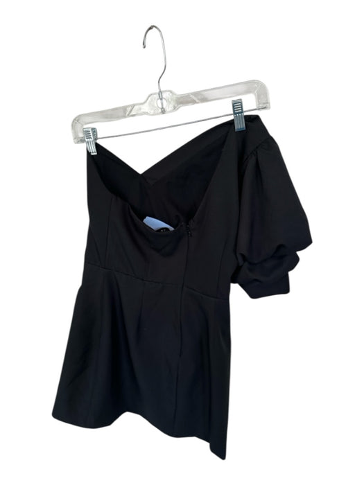 DO+BE Size S Black Polyester Asymetric Wrap Balloon Sleeve Mini Dress Black / S