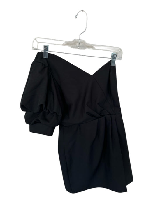 DO+BE Size S Black Polyester Asymetric Wrap Balloon Sleeve Mini Dress Black / S