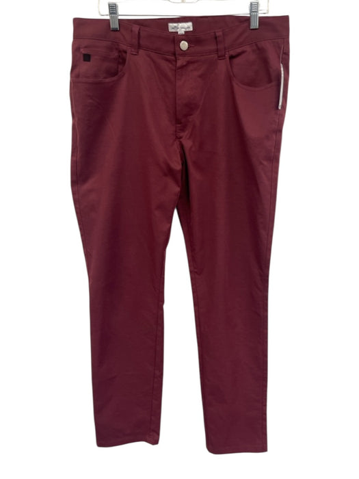 Peter Millar Size 35 Dark Red Cotton Blend Solid Khaki Men's Pants Dark Red / 35