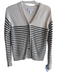White Label Size 2 White & Black Cotton Blend Knit V Neck Button Down Sweater White & Black / 2
