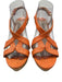 Miu Miu Shoe Size 40 Orange & Tan Leather Cork Wedge Pebbled Criss Cross Sandals Orange & Tan / 40