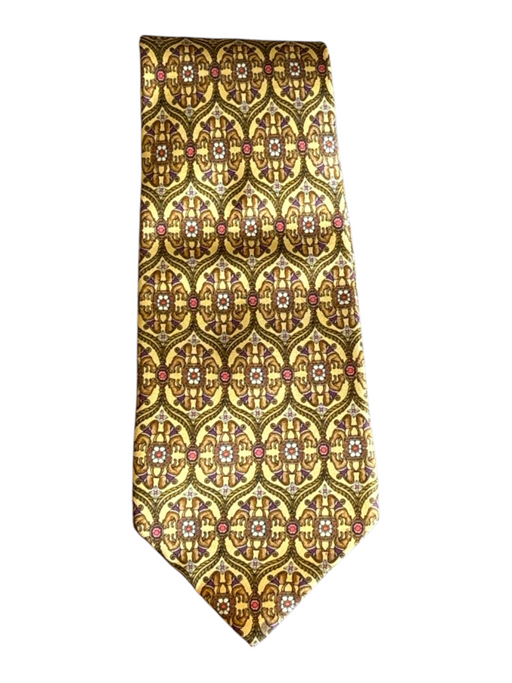 Ferragamo Brown & Multi Silk All Over Print Men's Tie Brown & Multi