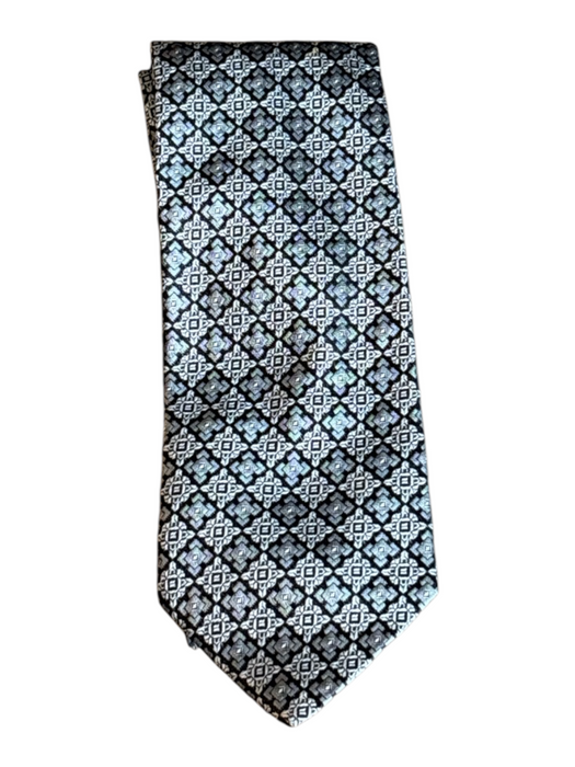 Versace Gray & Black Silk All Over Print Men's Tie Gray & Black
