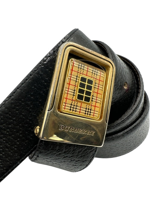 Burberry Black Leather Solid Vintage Men's Belt Black