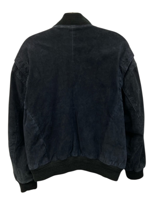 Dual Control Vintage Size XL Navy Blue Leather Solid Zip UP Bomber Men's Jacket Navy Blue / XL