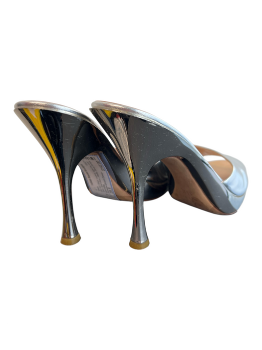 Giuseppe Zanotti Design Shoe Size 39.5 Silver Leather open toe solid color Heels Silver / 39.5
