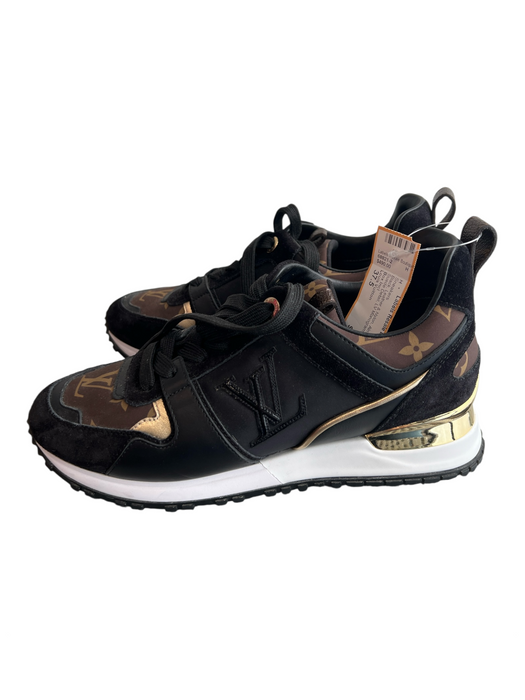 Louis Vuitton Shoe Size 37.5 Black Leather & Nylon Almond Toe Sneaker Sneakers Black / 37.5