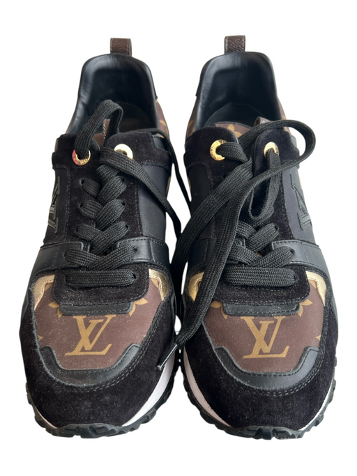 Louis Vuitton Shoe Size 37.5 Black Leather & Nylon Almond Toe Sneaker Sneakers Black / 37.5
