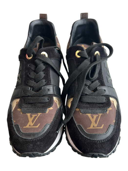 Louis Vuitton Shoe Size 37.5 Black Leather & Nylon Almond Toe Sneaker Sneakers Black / 37.5