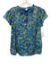 Joie Size M Teal blue & Green Print Polyester V Neck Floral Cap Sleeve Top Teal blue & Green Print / M