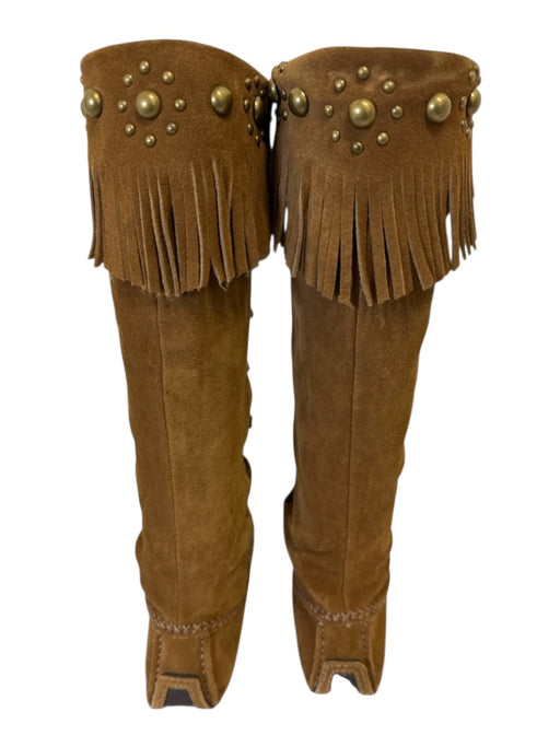 All Black Shoe Size 36 Brown Suede Fringe Lace Up Bronze Hardware Boots Brown / 36