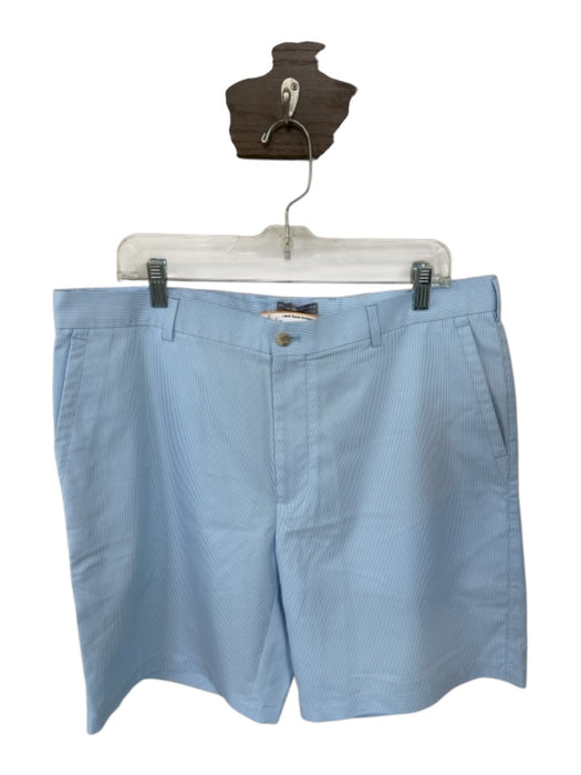 Peter Millar Size 38 Blue & White Polyester Blend Striped Golf Men's Shorts Blue & White / 38