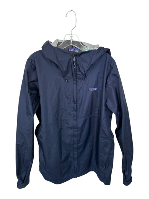 Patagonia Navy Recycled Nylon Solid Hood Full Zip Men's Raincoat Navy / XL