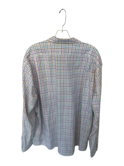 Johnnie-O Size XL Pastel Print Bamboo Blend Grid Button Down Athletic Shirt Pastel Print / XL