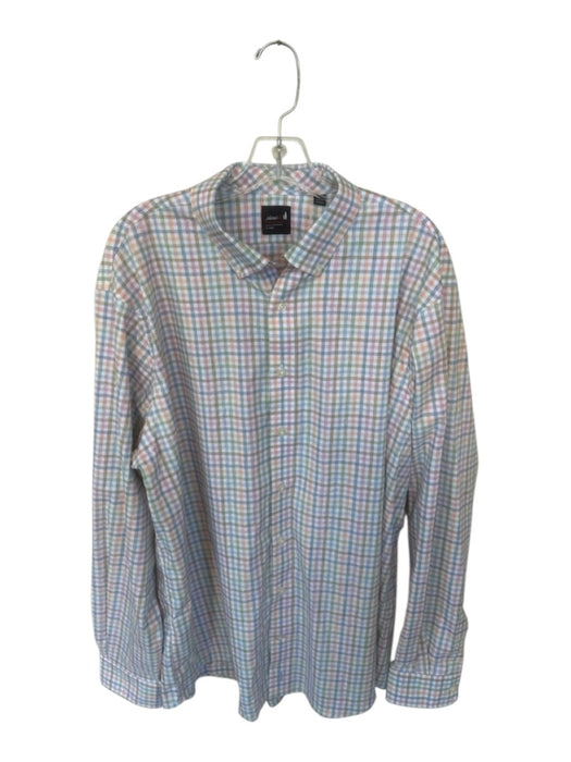 Johnnie-O Size XL Pastel Print Bamboo Blend Grid Button Down Athletic Shirt Pastel Print / XL