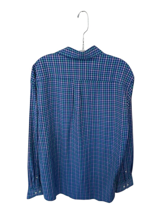 Peter Millar Size XL Navy & Pink Nylon Blend Grid Button Down Men's Shirt Navy & Pink / XL