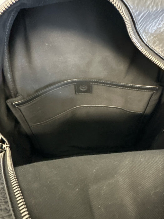 MCM AS IS - Corner Wear Black & Gray Leather Monogram Rockstuds Backpack Bag Black & Gray