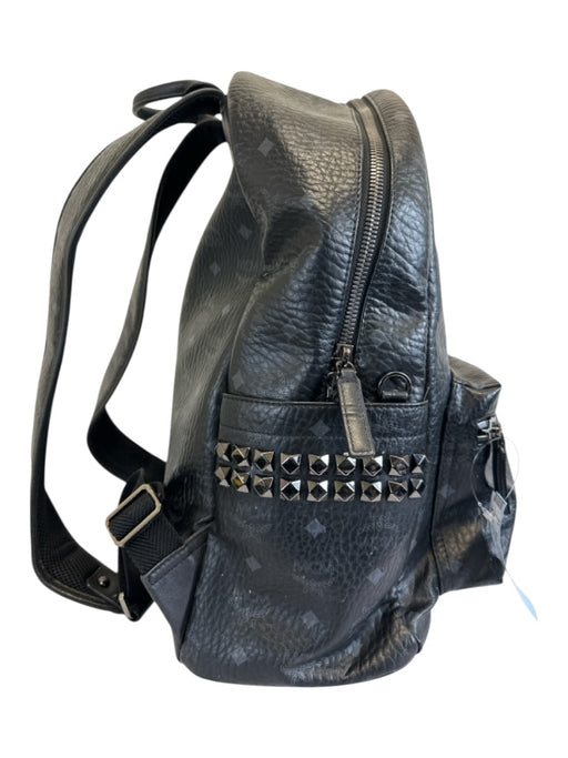 MCM AS IS - Corner Wear Black & Gray Leather Monogram Rockstuds Backpack Bag Black & Gray