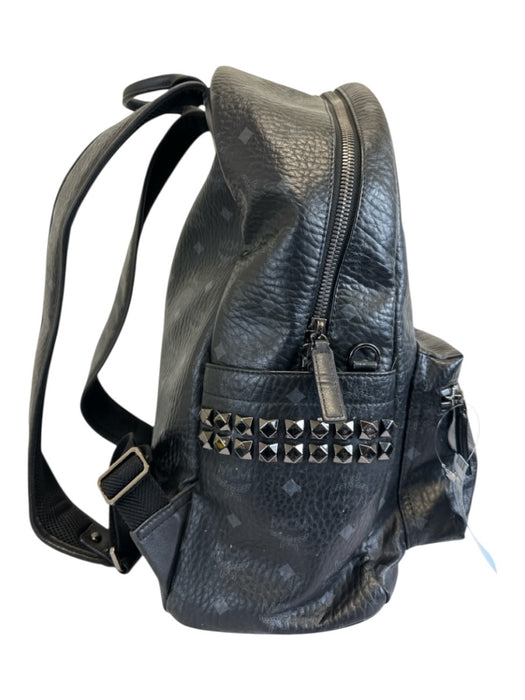 MCM AS IS - Corner Wear Black & Gray Leather Monogram Rockstuds Backpack Bag Black & Gray