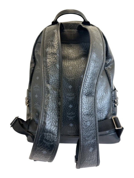 MCM AS IS - Corner Wear Black & Gray Leather Monogram Rockstuds Backpack Bag Black & Gray