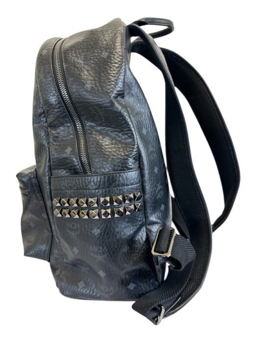 MCM AS IS - Corner Wear Black & Gray Leather Monogram Rockstuds Backpack Bag Black & Gray