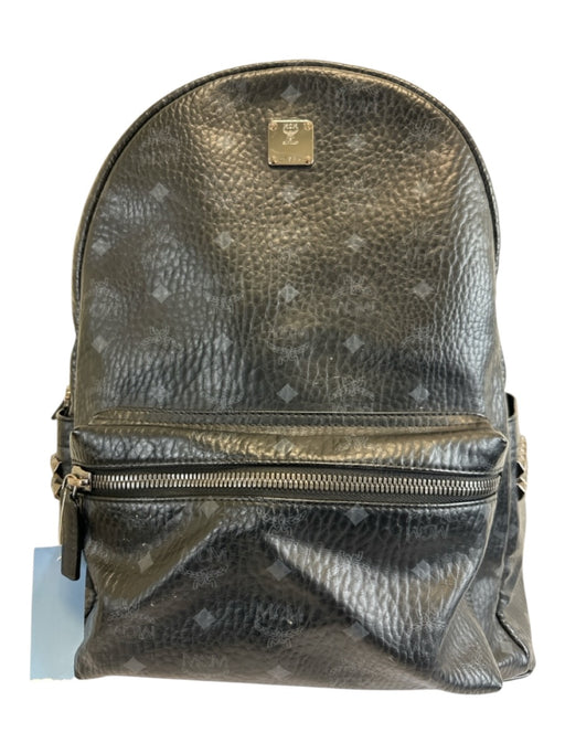 MCM AS IS - Corner Wear Black & Gray Leather Monogram Rockstuds Backpack Bag Black & Gray