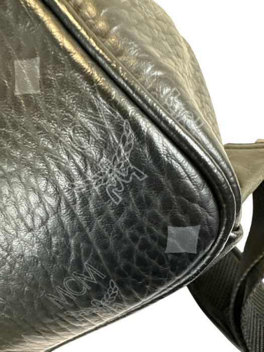 MCM AS IS - Corner Wear Black & Gray Leather Monogram Rockstuds Backpack Bag Black & Gray