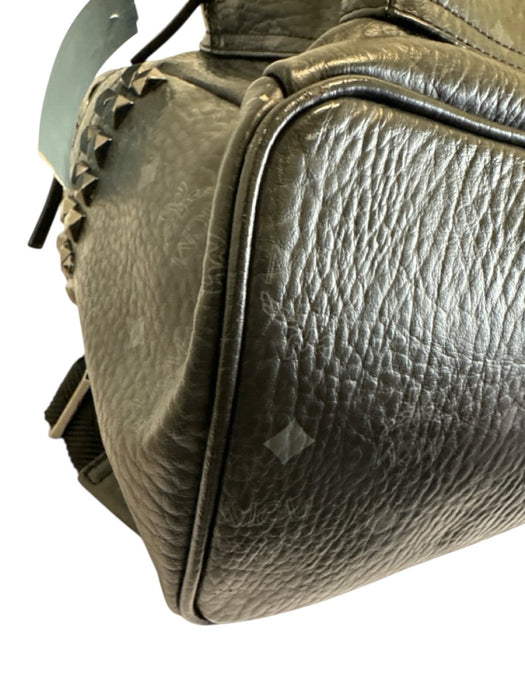 MCM AS IS - Corner Wear Black & Gray Leather Monogram Rockstuds Backpack Bag Black & Gray