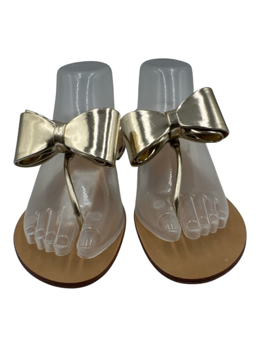 Giuseppe Collection Shoe Size 38 Gold Leather Bow Thong Ankle Buckle Sandals Gold / 38