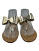 Giuseppe Collection Shoe Size 38 Gold Leather Bow Thong Ankle Buckle Sandals Gold / 38