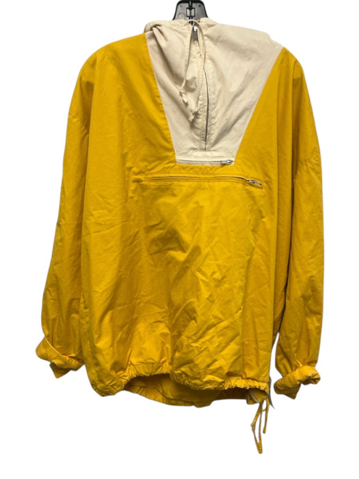 J Crew AS IS Size M Yellow & White Cotton Blend Solid Quarter Zip Hoodie Jacket Yellow & White / M