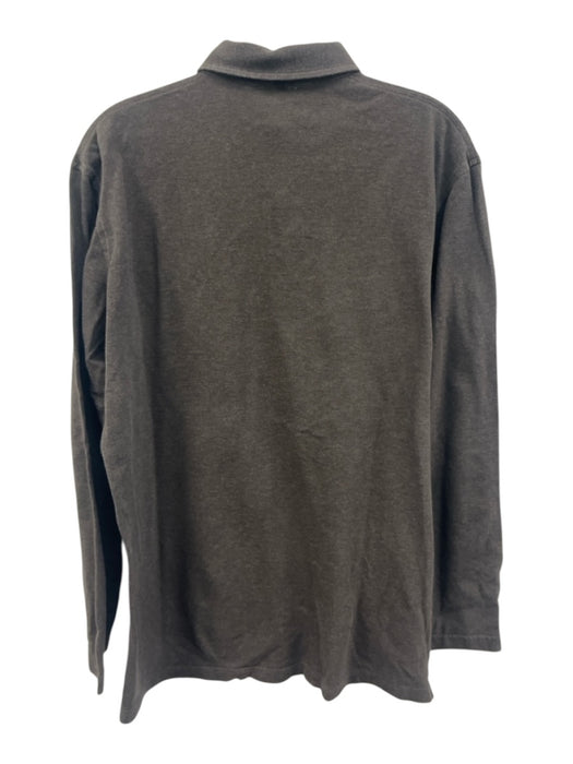 Sid Mashburn Size M Brown Cotton Solid Polo Men's Long Sleeve Shirt Brown / M