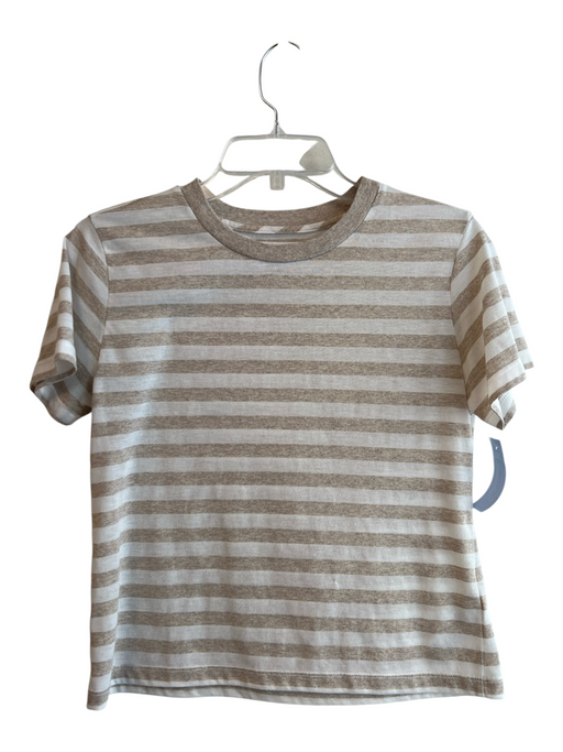 Velvet Size XS Beige & White Polyester & Cotton Crew Neck Short Sleeve Top Beige & White / XS