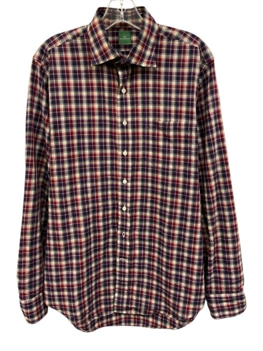 Sid Mashburn Size M Red & Multi Cotton Plaid Button Down Men's Long Sleeve Shirt Red & Multi / M