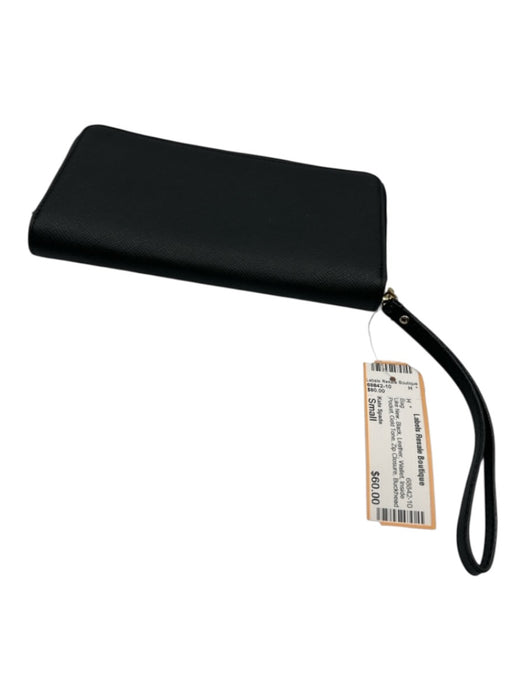 Kate Spade Black Leather Wallet Inside Pocket Gold Tone Zip Closure Bag Black / Small