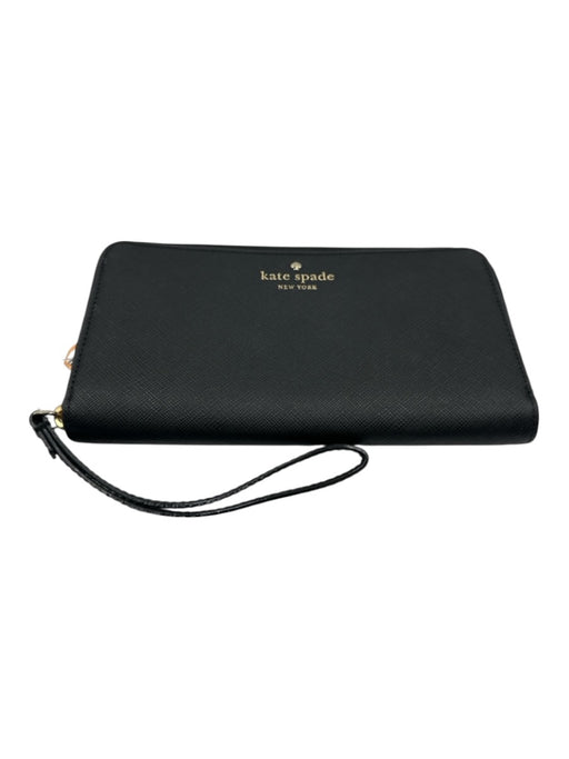 Kate Spade Black Leather Wallet Inside Pocket Gold Tone Zip Closure Bag Black / Small
