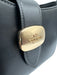 Coach Black Leather Shoulder Bag Structured Clasp Gold Tone Accent Bag Black / Small