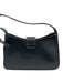 Coach Black Leather Shoulder Bag Structured Clasp Gold Tone Accent Bag Black / Small