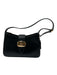 Coach Black Leather Shoulder Bag Structured Clasp Gold Tone Accent Bag Black / Small