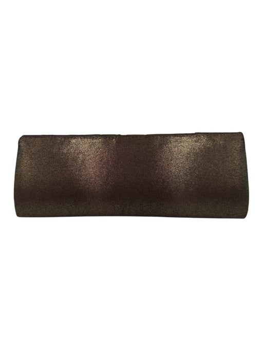 La Regale Brown Metallic Satin Metallic Ruched Clutch Crossbody Bag Brown Metallic / Small
