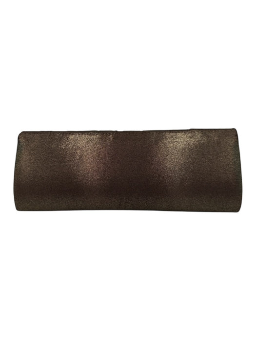 La Regale Brown Metallic Satin Metallic Ruched Clutch Crossbody Bag Brown Metallic / Small