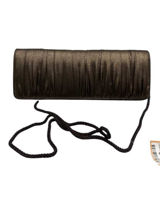 La Regale Brown Metallic Satin Metallic Ruched Clutch Crossbody Bag Brown Metallic / Small