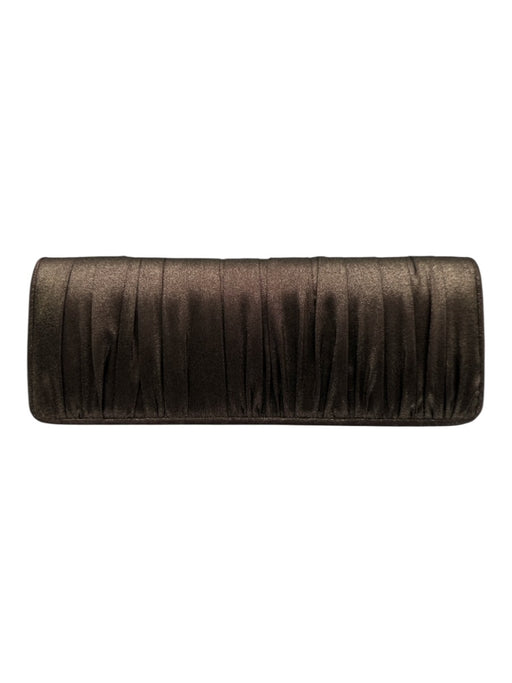 La Regale Brown Metallic Satin Metallic Ruched Clutch Crossbody Bag Brown Metallic / Small