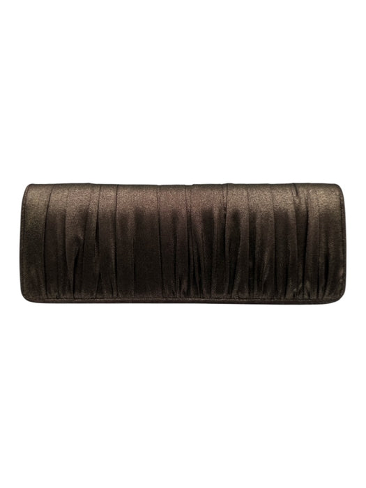 La Regale Brown Metallic Satin Metallic Ruched Clutch Crossbody Bag Brown Metallic / Small