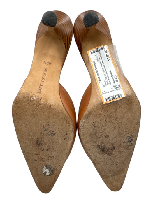 Manolo Blahnik Shoe Size 40.5 Orange Leather Pointed Toe Mule Kitten Heel Shoes Orange / 40.5